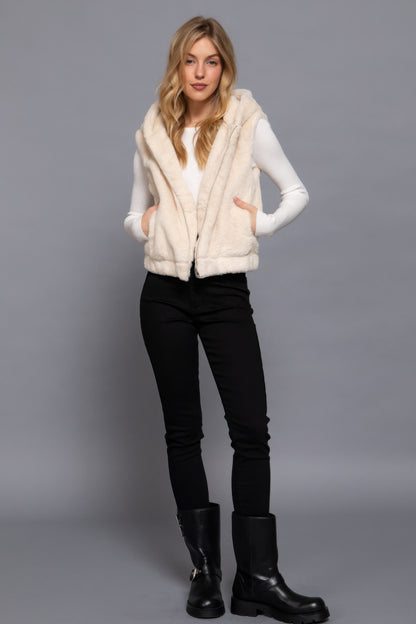 Stylish Hooded Faux Fur Winter Vest