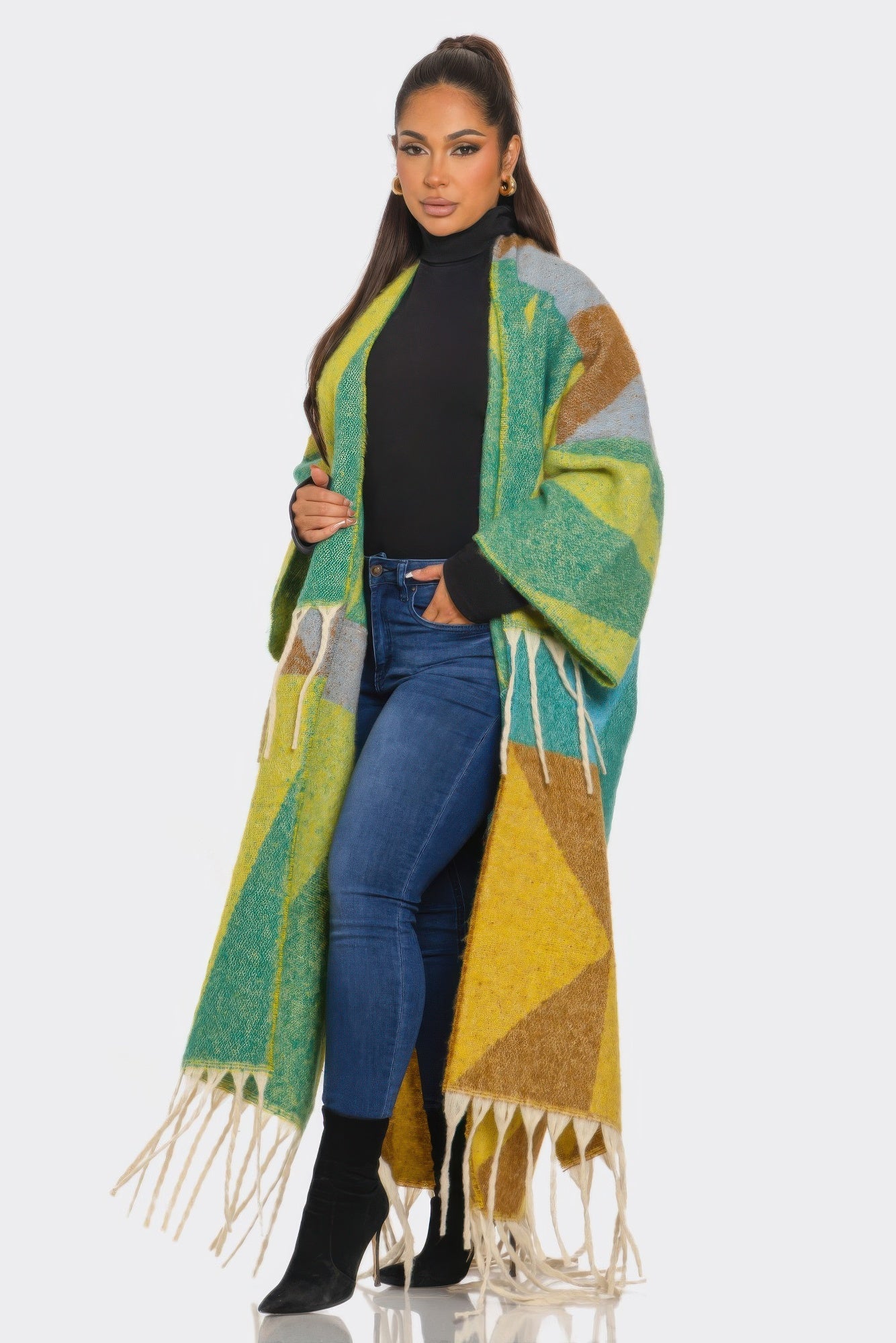 Sakari Printed Maxi Cardigan Tassel