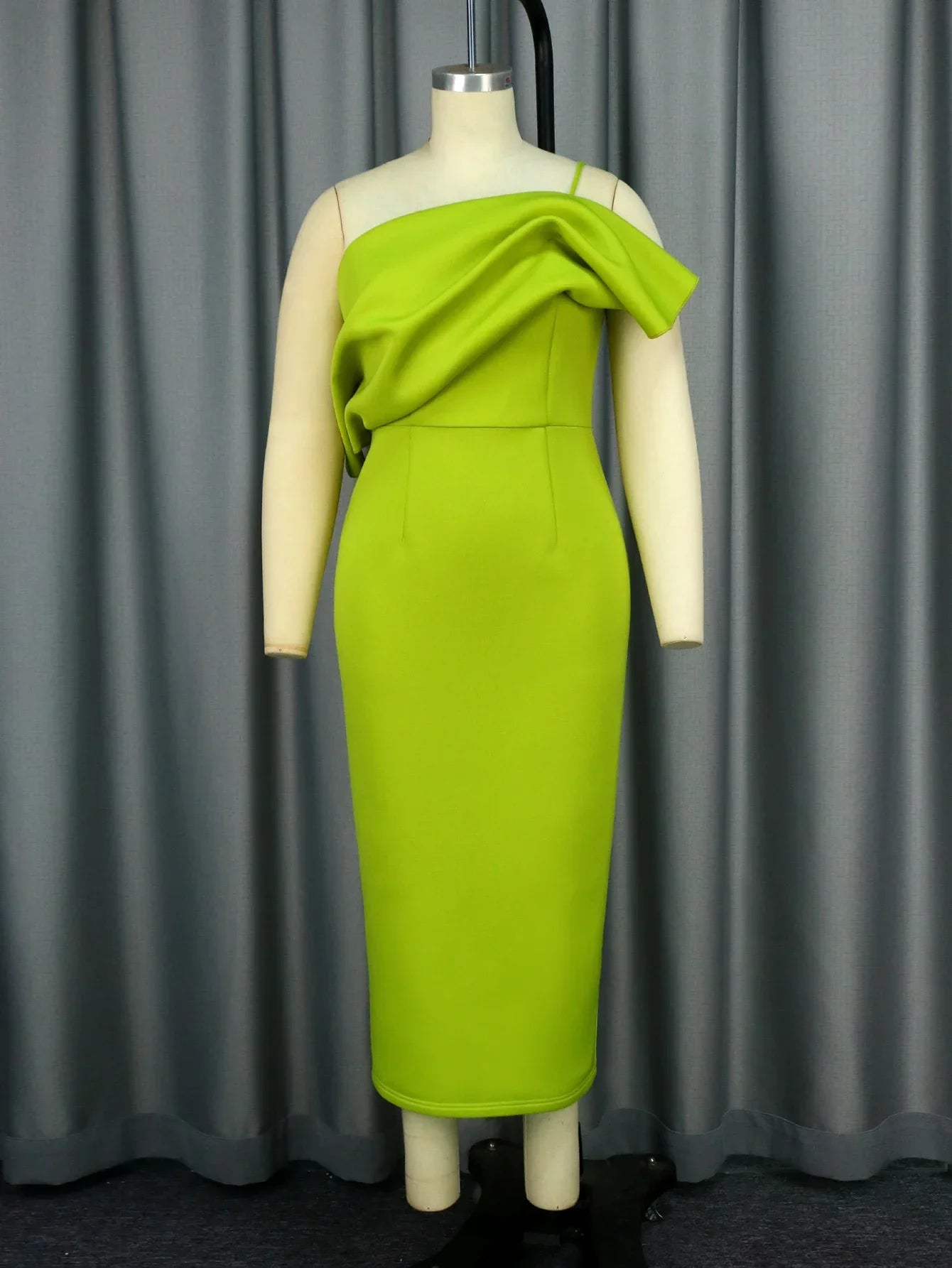 AOMEI Green Cocktail Dress with Spaghetti Strap - Plus-size