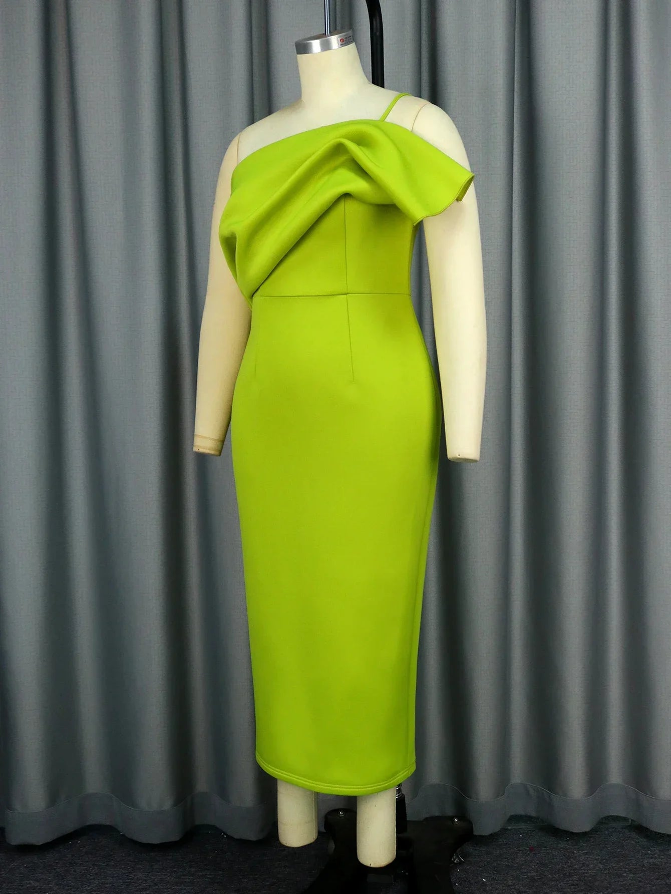 AOMEI Green Cocktail Dress with Spaghetti Strap - Plus-size