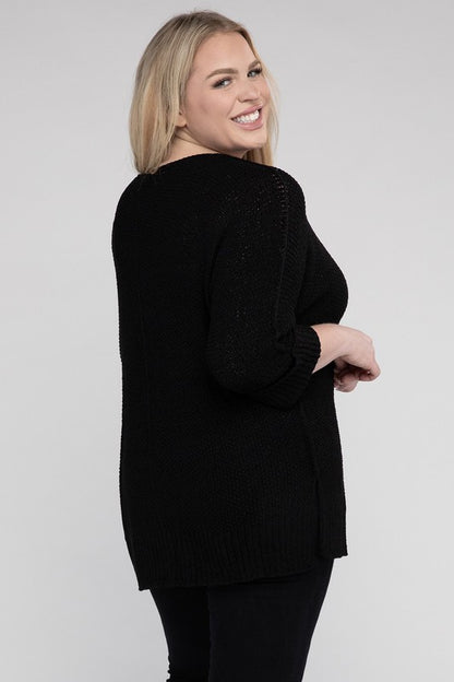 EESOME Plus Size Crew Neck Knit Sweater