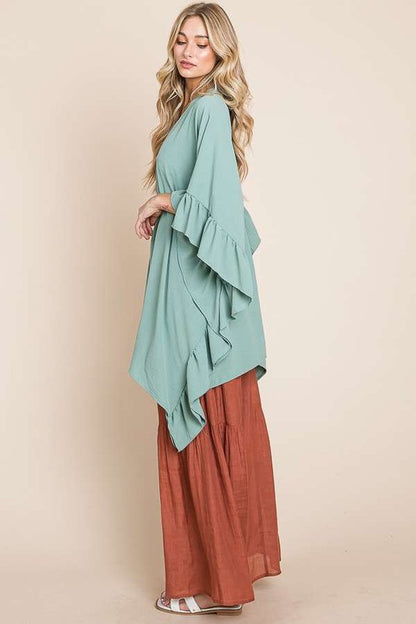 JADE by JANE Wide sleeves ruffle kimono KRT1650-1