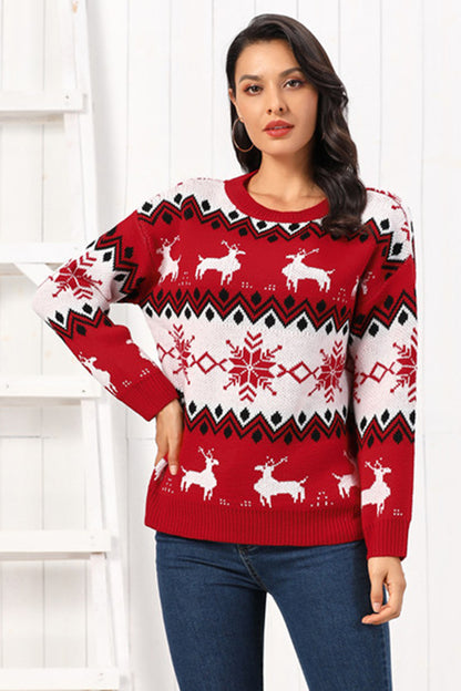 Traditional Reindeer Round Neck Christmas Sweater