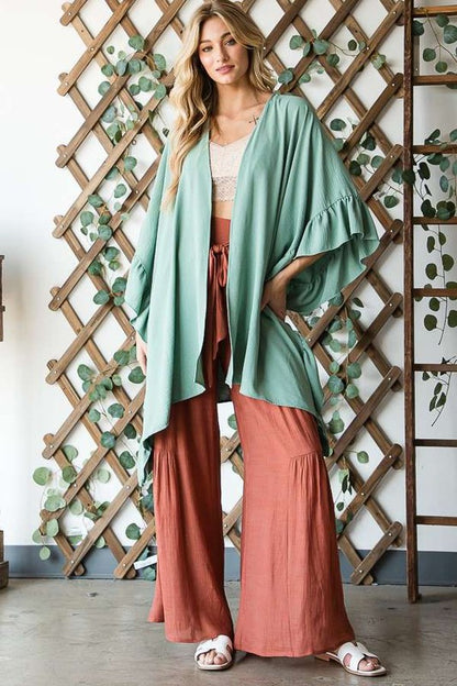 JADE by JANE Wide sleeves ruffle kimono KRT1650-1