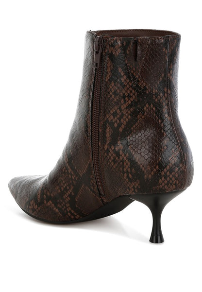 RAG & Co. Thymus Snake Print Kitten Heel Boots