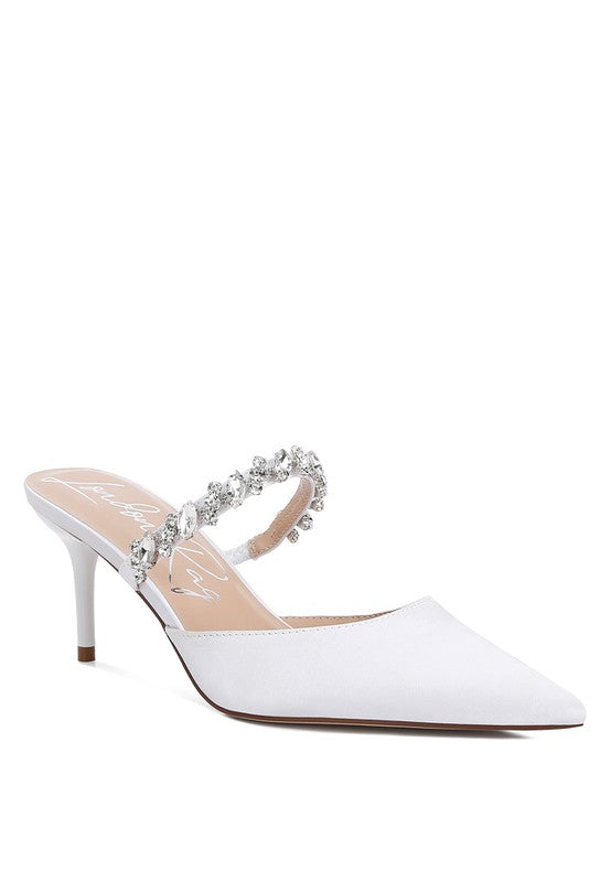 RAG & Co. Sena Formal Pointed Diamante Stiletto Mules Sandals