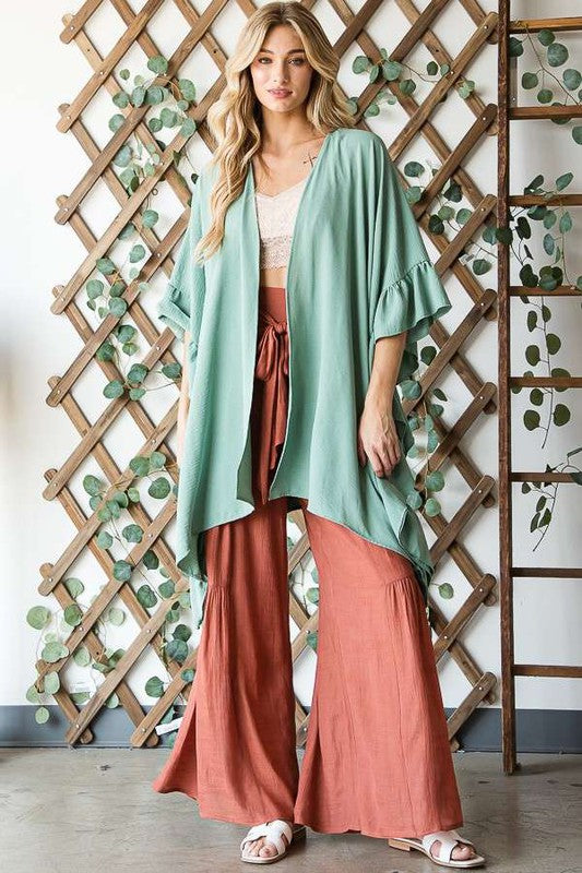 JADE by JANE Wide sleeves ruffle kimono KRT1650-1