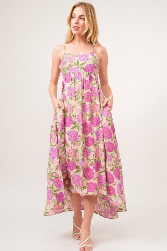 AND THE WHY Floral High-Low Hem Cami Dress