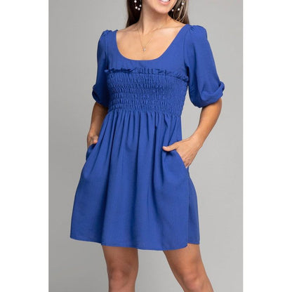 NUVI APPAREL Smocked mini dress