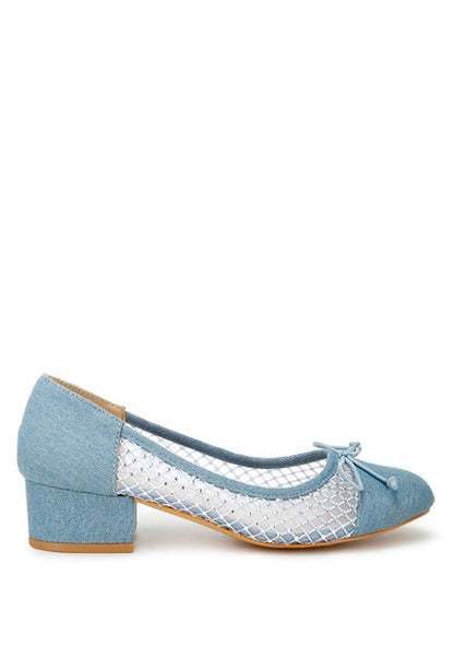 RAG & Co. Tudum Rhinestone Detail Low-Heels Denim Ballerina Pumps