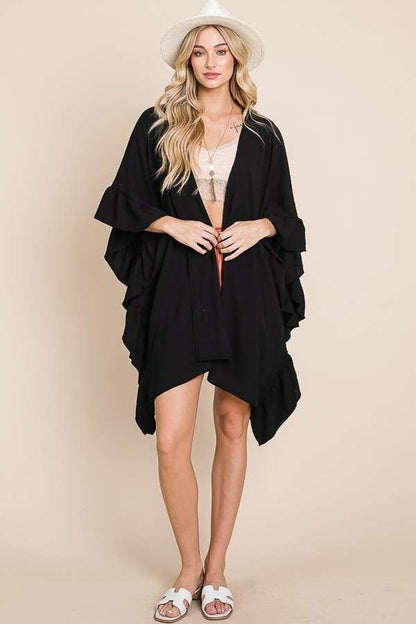 JADE by JANE Wide sleeves ruffle kimono KRT1650-1