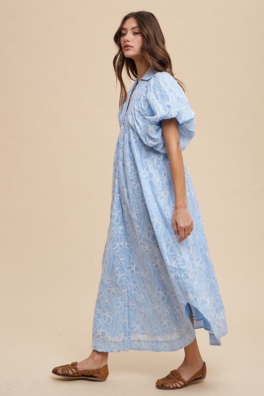 Annie Wear Floral Smock Detail Puff Sleeve Dress