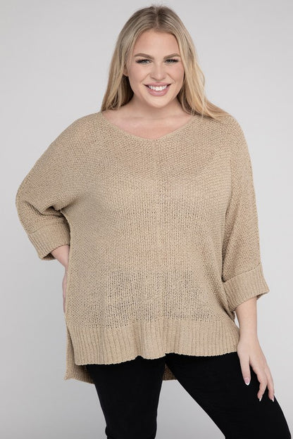 EESOME Plus Size Crew Neck Knit Sweater