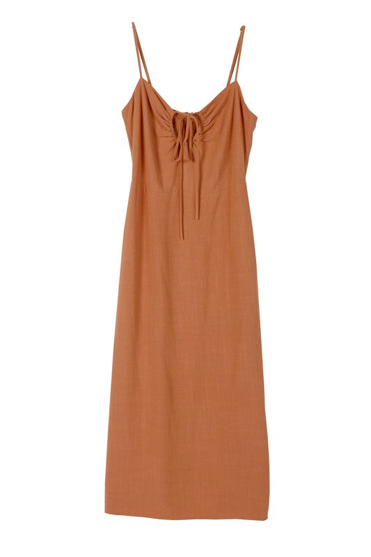 LILOU Casual Summer Tank Strap Dress with Back Split