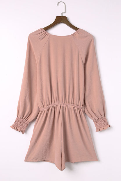 SYNZ Tied Flounce Sleeve Plunge Romper