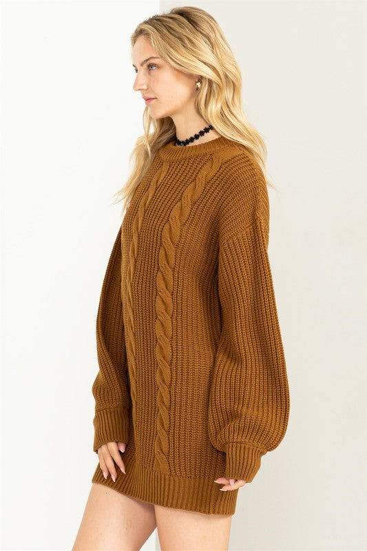 HYFVE Cable-Knit Ribbed Mini Sweater Dress