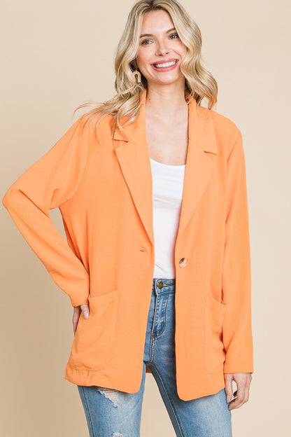 CULTURE CODE One Button Blazer with Pockets in Color Salmon