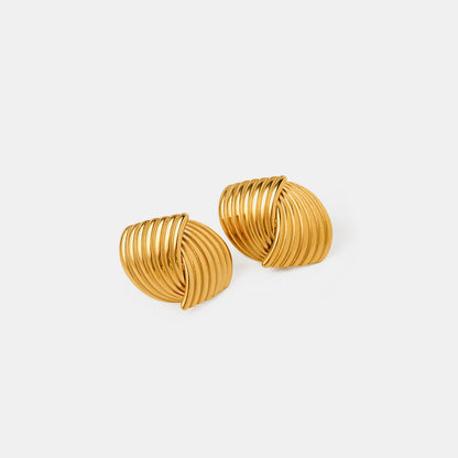 Texture Gold Stainless Steel Stud Earrings