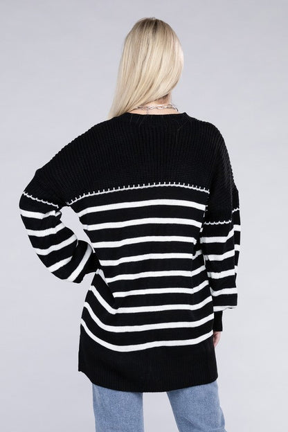 NUVI APPAREL Striped Pattern Knit Sweater