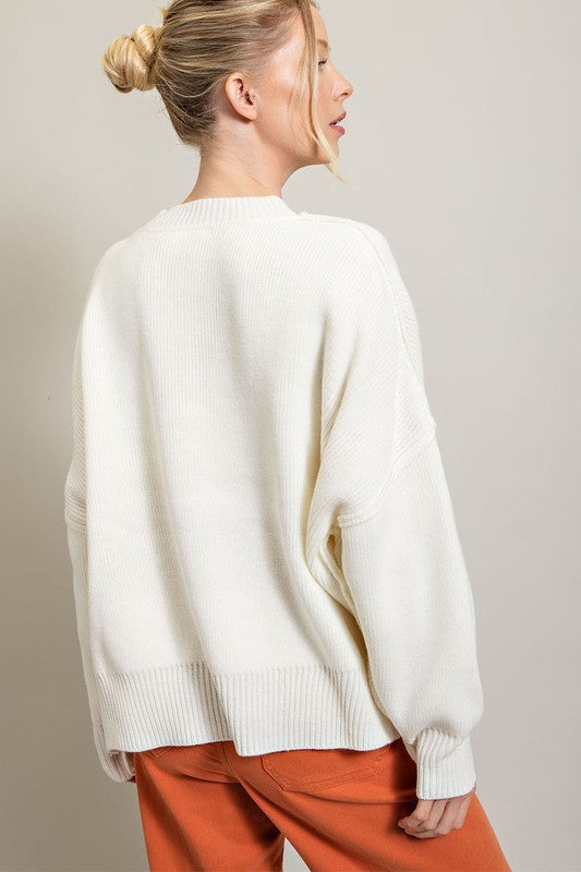 EESOME Long Sleeve Ribbed Sweater