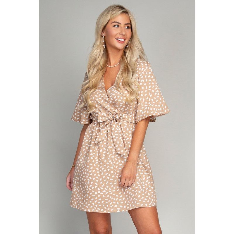 NUVI APPAREL Allover Print Belted Dress