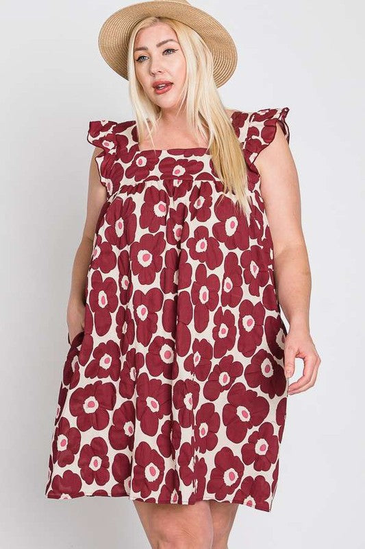 JADE by JANE Plus-size Daisy Print Baby Doll Dress