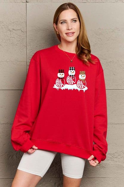 SIMPLY LOVE Full Size Snowmen Graphic Christmas Sweatshirt