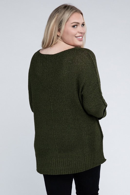 EESOME Plus Size Crew Neck Knit Sweater