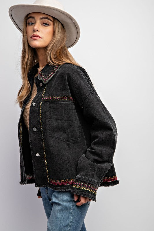 EMBROIDERED WASH COTTON JACKET