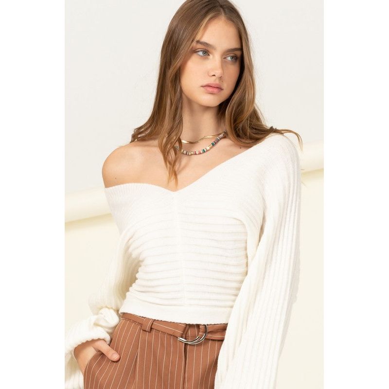 HYFVE Simply Stunning Tie Back Cropped Sweater Top