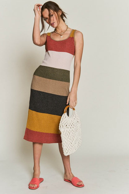 JADE by JANE Knit Color Block Pencil Tank Casual Dress