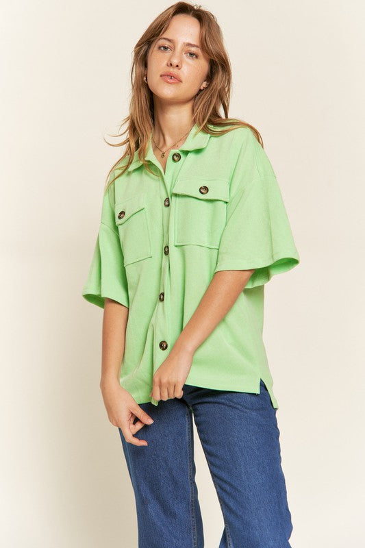 JADE by JANE Smiley Face Back Drawn Top