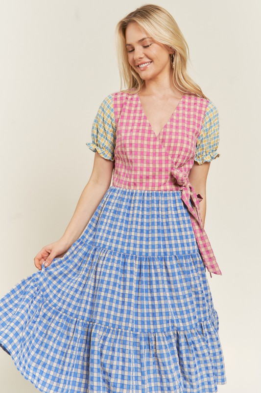 JADE by JANE Color Block Gingham Dress