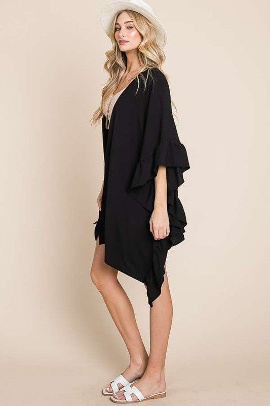 JADE by JANE Wide sleeves ruffle kimono KRT1650-1