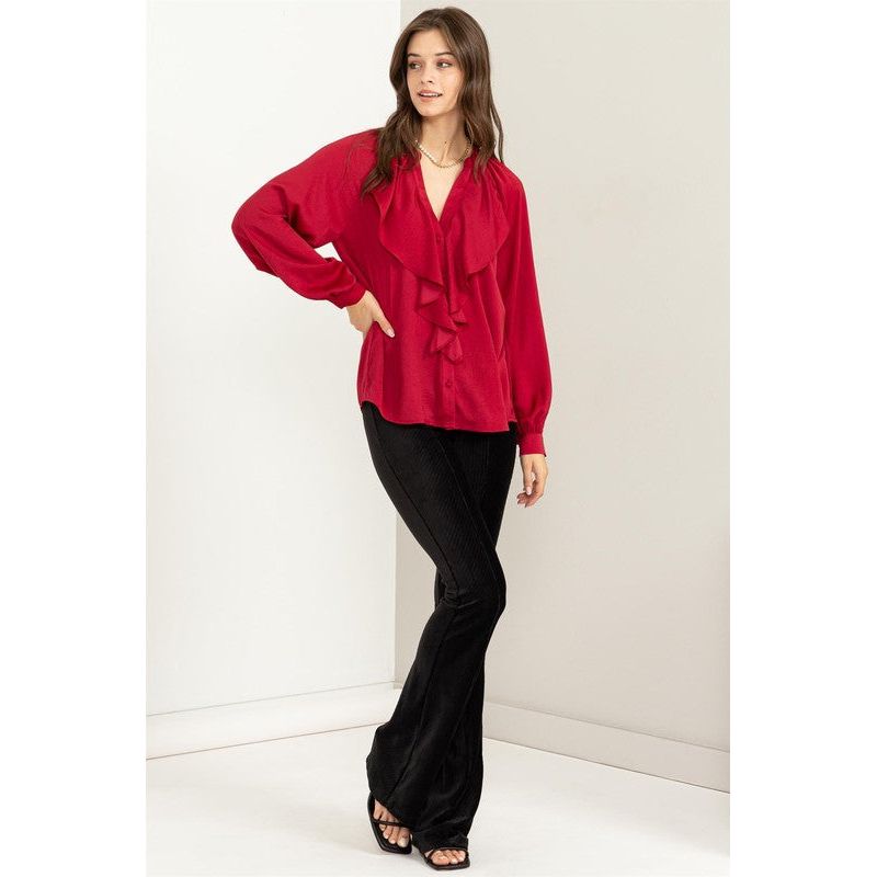 HYFVE " Try to Keep up" Long Sleeve Ruffled Blouse