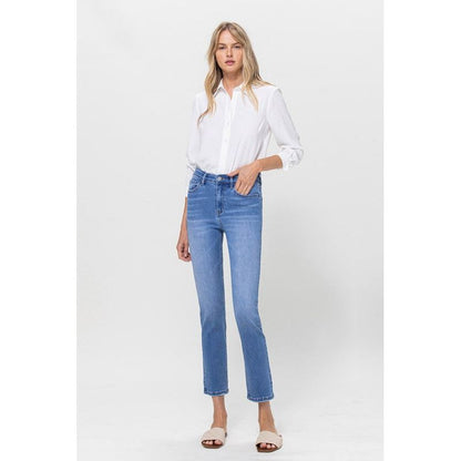 High Rise Stretch Crop Slim Straight