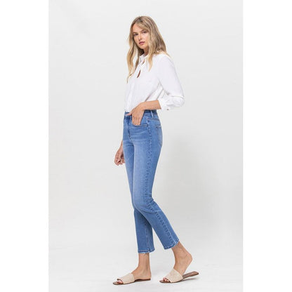 High Rise Stretch Crop Slim Straight