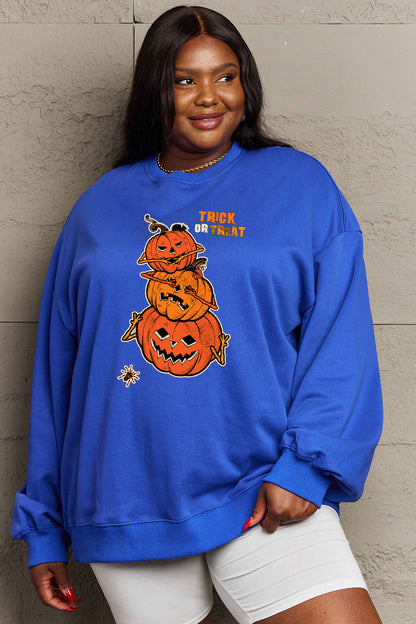 SIMPLY LOVE Full Size "TRICK OR TREAT" Graphic Sweatshirt