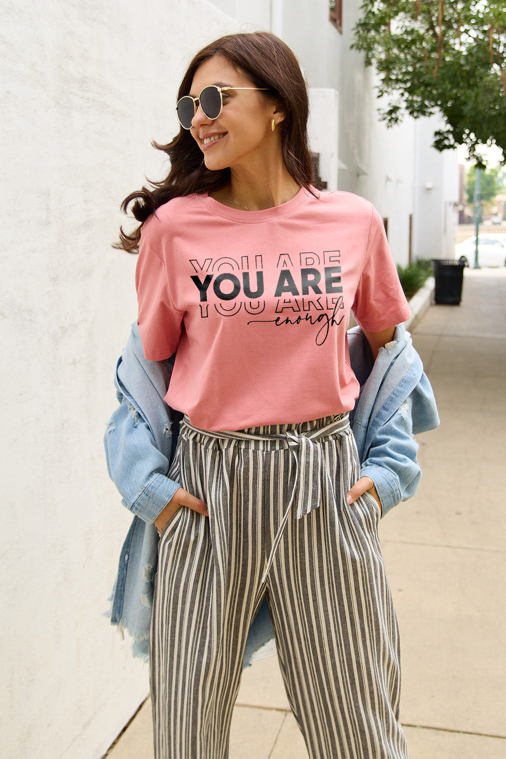 SIMPLY LOVE Full Size "YOU ARE ENOUGH" Short Sleeve Graphic T-Shirt