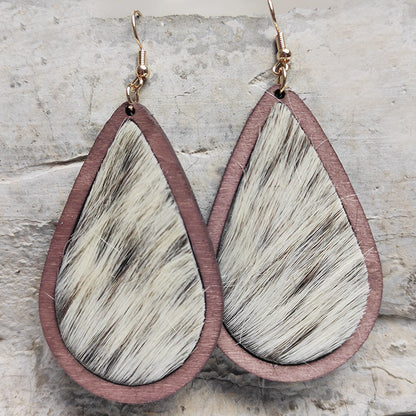 Teardrop Shape Wooden Western-style Earrings