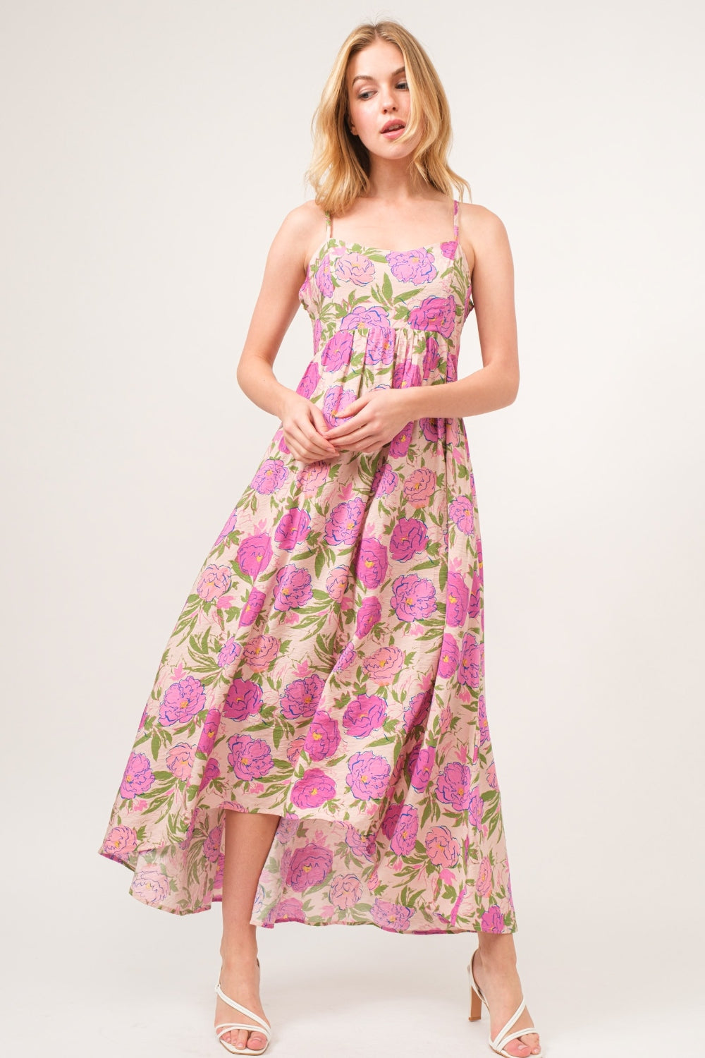 AND THE WHY Floral High-Low Hem Cami Dress