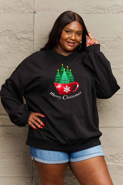 SIMPLY LOVE Full Size "MERRY CHRISTMAS" Graphic Sweatshirt