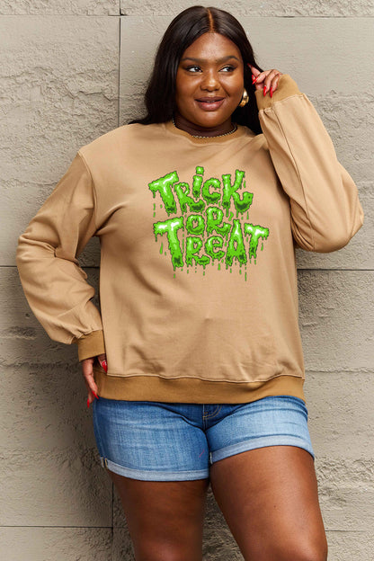 SIMPLY LOVE Full Size "TRICK OR TREAT" Graphic Sweatshirt