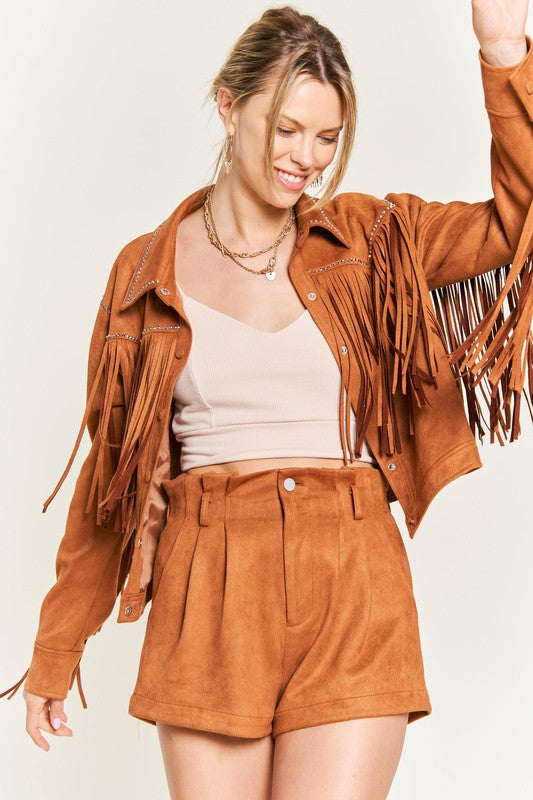 JADE & JANE Suede Studded Fringe Plus-size Jacket PLUS JJO5009P