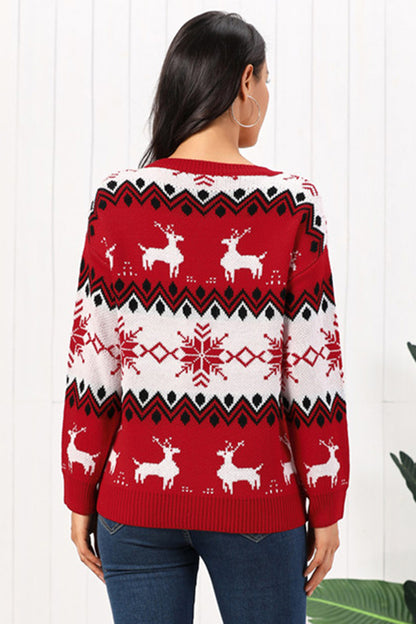 Traditional Reindeer Round Neck Christmas Sweater