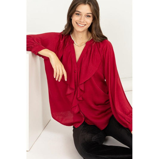 HYFVE " Try to Keep up" Long Sleeve Ruffled Blouse