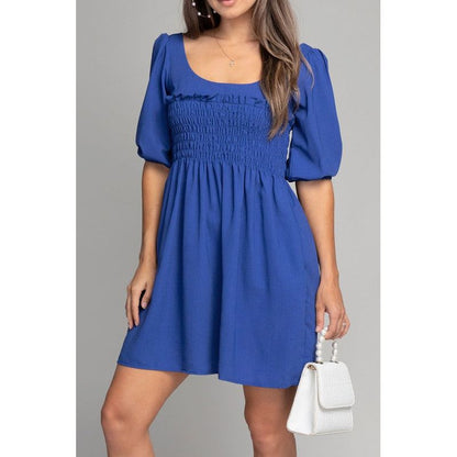 NUVI APPAREL Smocked mini dress