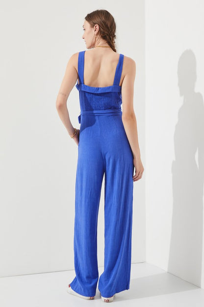 JADE by JANE Belted Sleeveless Jumpsuit with Adjustable Straps