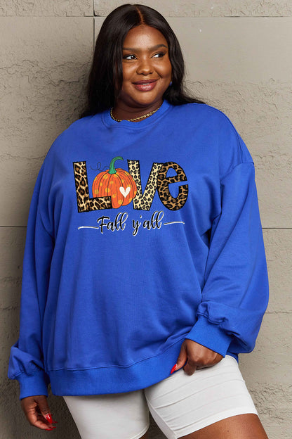 SIMPLY LOVE Full Size "LOVE FALL Y'ALL" Autumn Graphic Sweatshirt