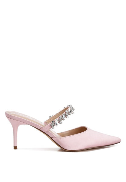 RAG & Co. Sena Formal Pointed Diamante Stiletto Mules Sandals